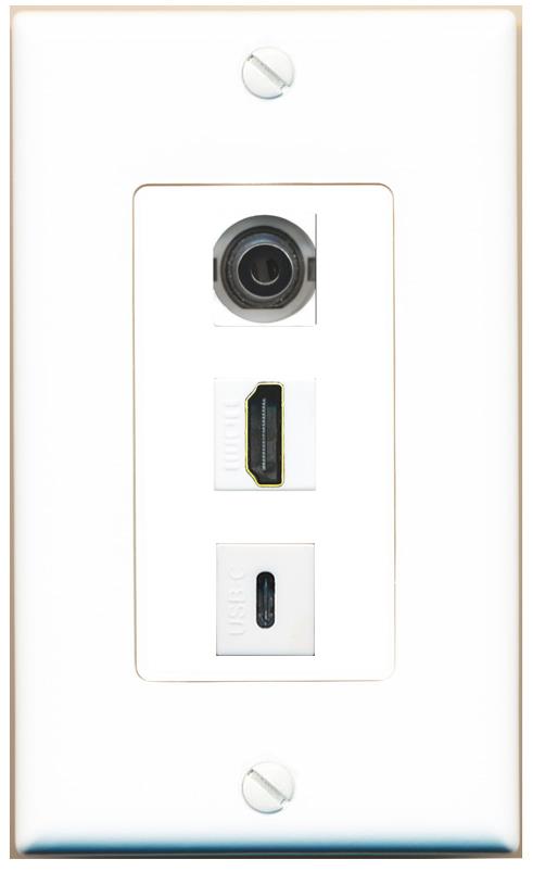 3.5mm HDMI USBC Wall Plate [White]