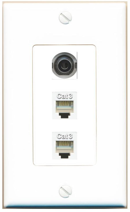3.5mm 2 PHONE Wall Plate [White]
