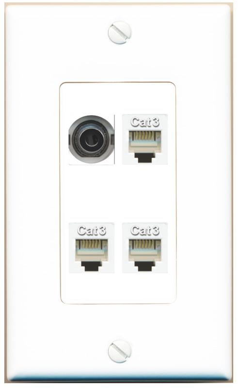 RiteAV 3.5mm 3 PHONE Wall Plate [White]