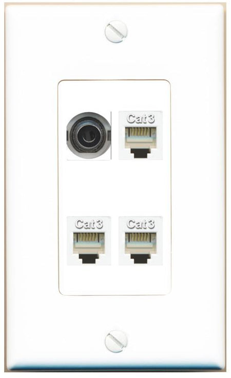 RiteAV 3.5mm 3 PHONE Wall Plate [White]