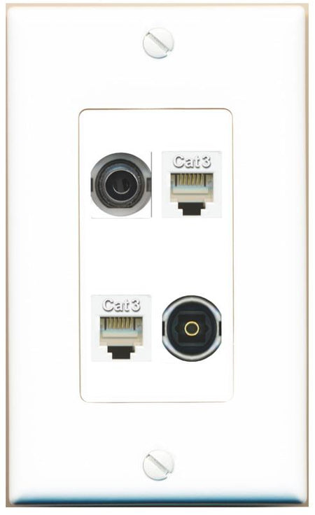 RiteAV 3.5mm 2 PHONE TOSLINK Wall Plate [White]