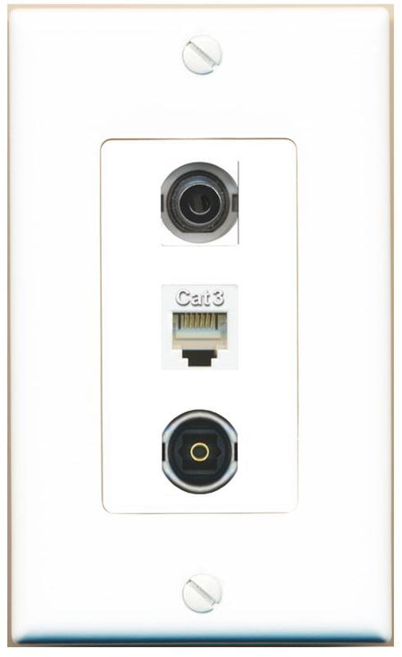 3.5mm PHONE TOSLINK Wall Plate [White]