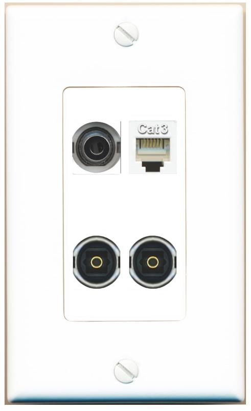 RiteAV 3.5mm PHONE 2 TOSLINK Wall Plate [White]