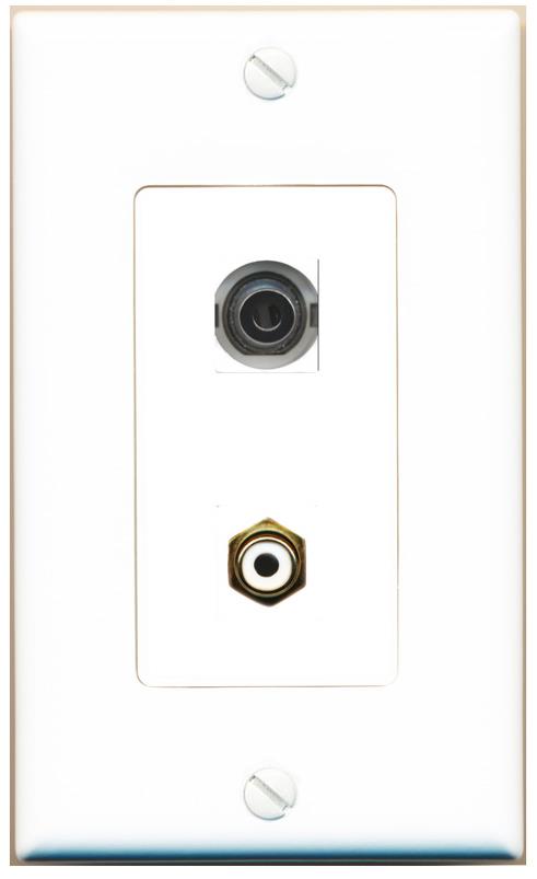 3.5mm RCA-WHITE Wall Plate [White]