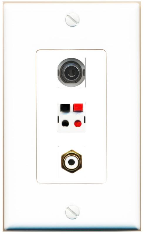 3.5mm RCA-WHITE SPEAKER Wall Plate [White]
