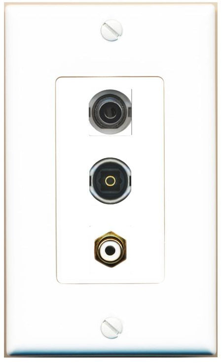 3.5mm RCA-WHITE TOSLINK Wall Plate [White]