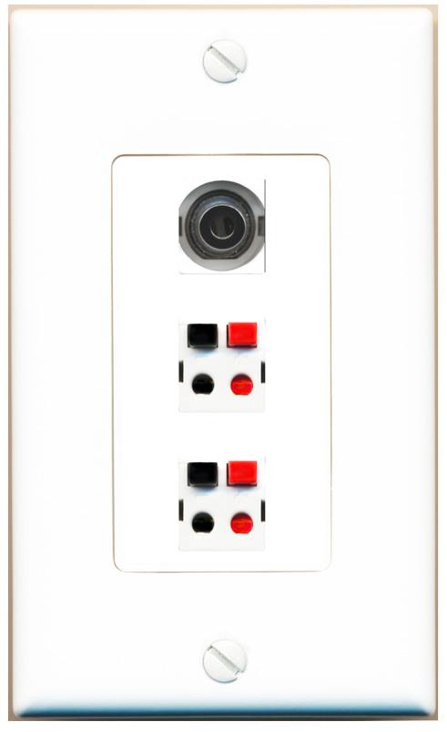 3.5mm 2 SPEAKER Wall Plate [White]