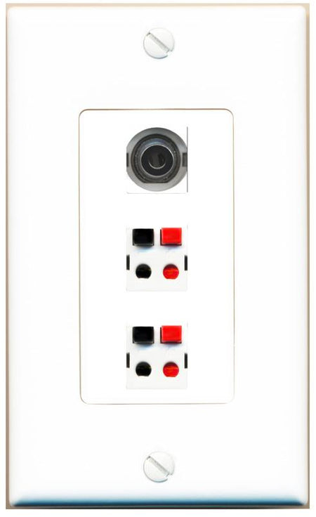 3.5mm 2 SPEAKER Wall Plate [White]