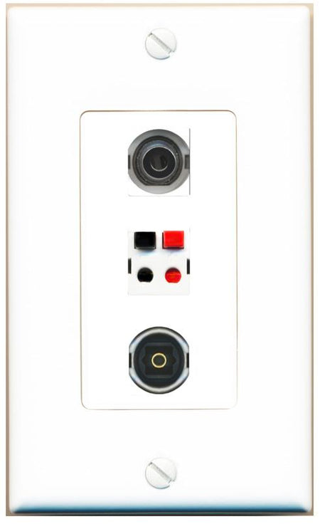 3.5mm SPEAKER TOSLINK Wall Plate [White]