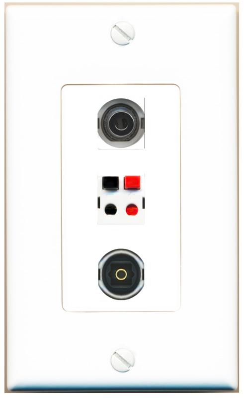 3.5mm SPEAKER TOSLINK Wall Plate [White]
