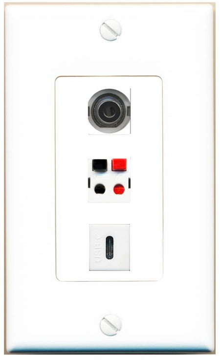 3.5mm SPEAKER USBC Wall Plate [White]