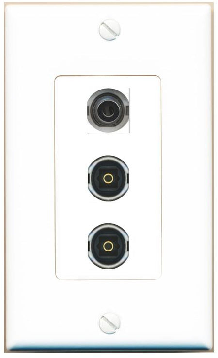 3.5mm 2 TOSLINK Wall Plate [White]