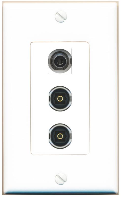 3.5mm 2 TOSLINK Wall Plate [White]