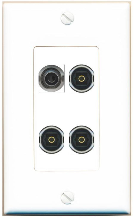 RiteAV 3.5mm 3 TOSLINK Wall Plate [White]