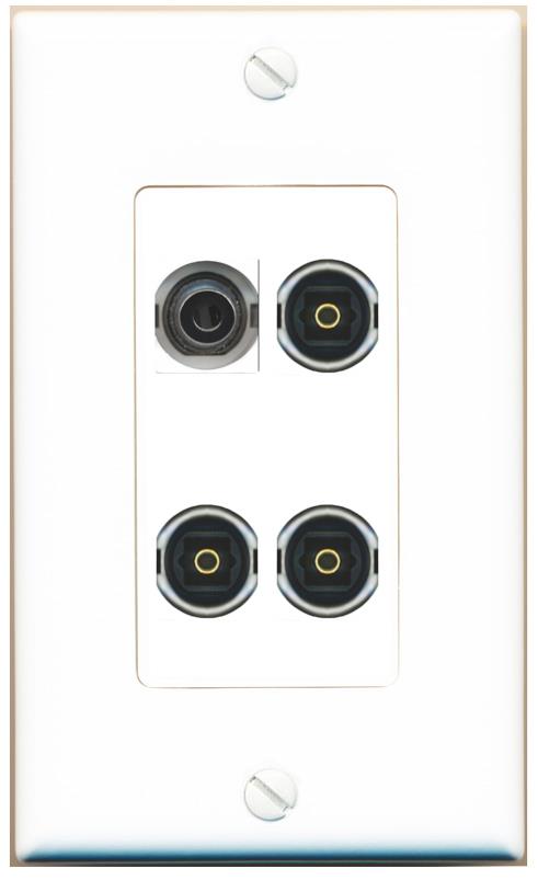 RiteAV 3.5mm 3 TOSLINK Wall Plate [White]