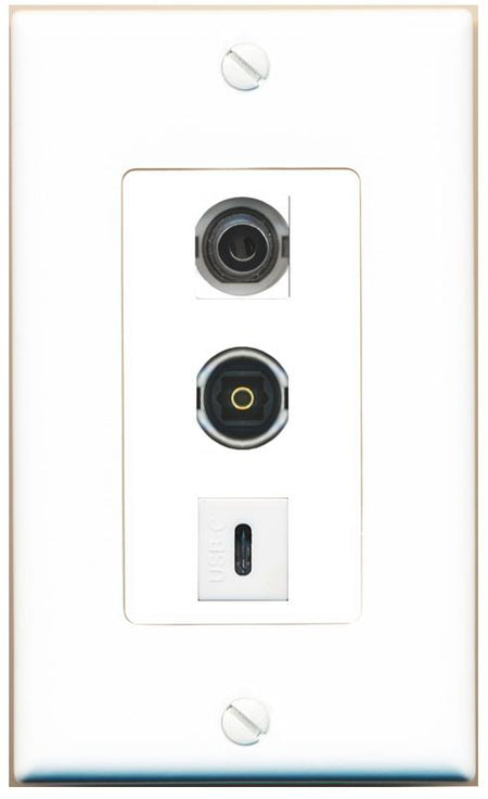3.5mm TOSLINK USBC Wall Plate [White]