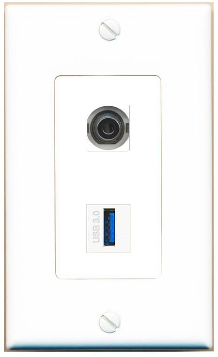 3.5mm USB-3 Wall Plate [White]