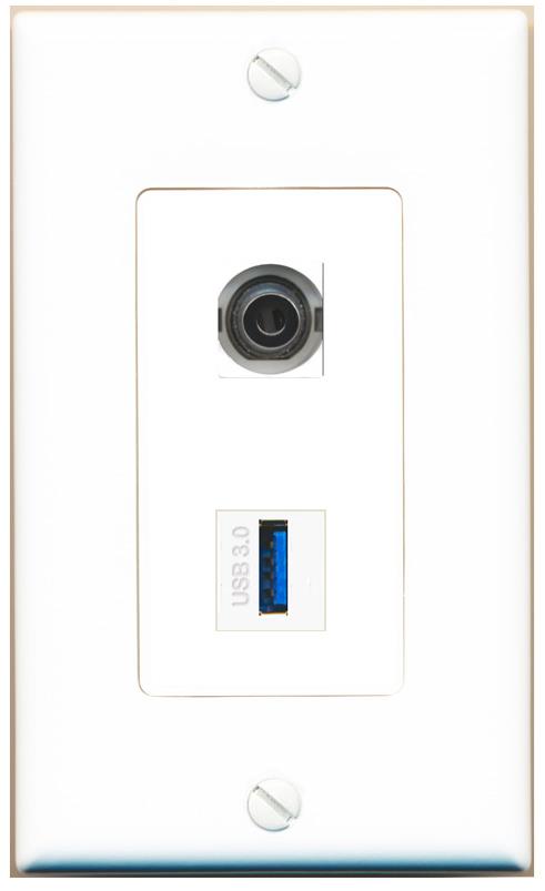 3.5mm USB-3 Wall Plate [White]