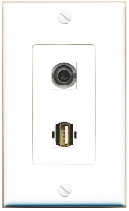 3.5mm USB2 Wall Plate [White]