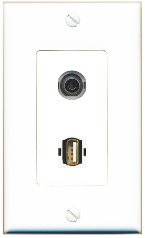 3.5mm USB2 Wall Plate [White]