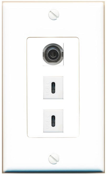 3.5mm 2 USBC Wall Plate [White]