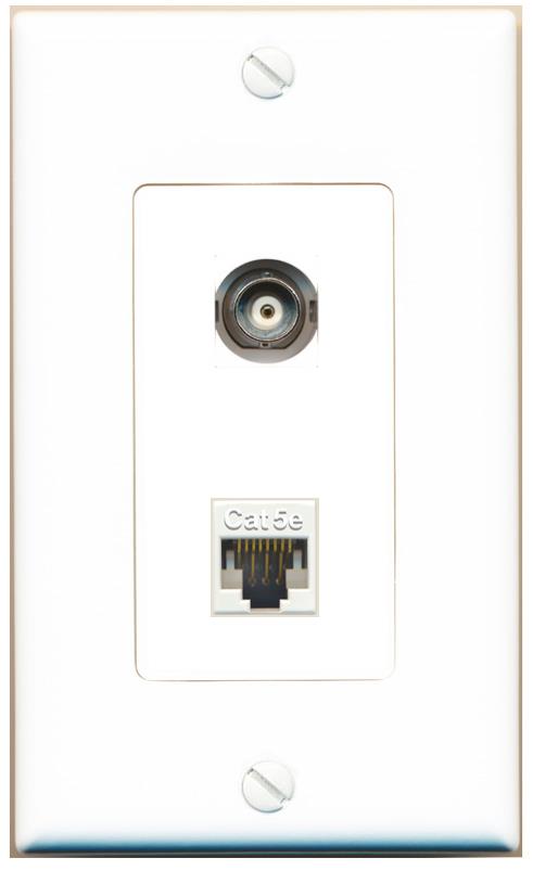 BNC CAT5E Wall Plate [White]