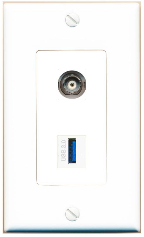 BNC USB-3 Wall Plate [White]