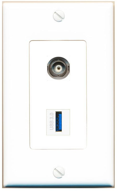 BNC USB-3 Wall Plate [White]