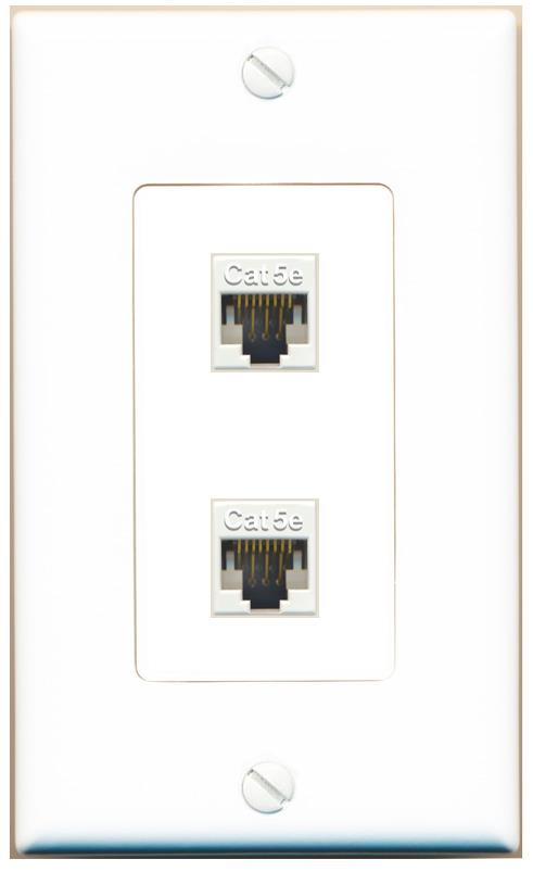 2 CAT5E Wall Plate [White]