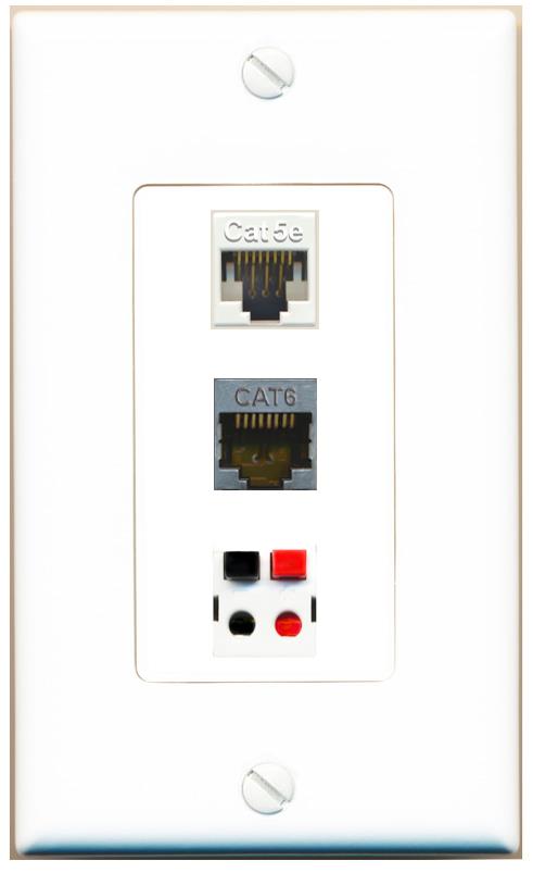 CAT5E CAT6-SHIELDED SPEAKER Wall Plate [White]