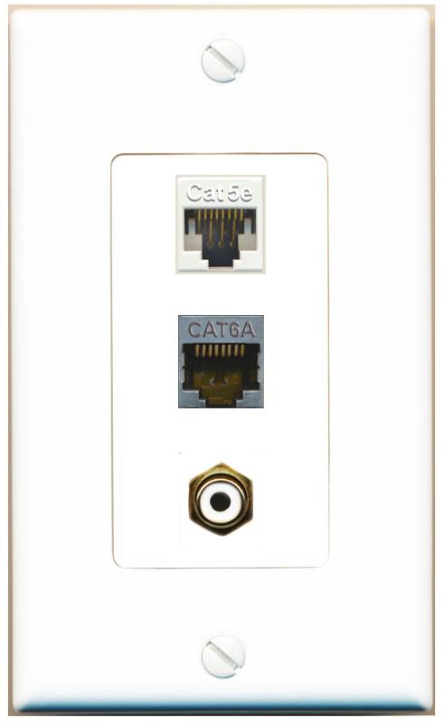CAT5E CAT6A RCA-WHITE Wall Plate [White]