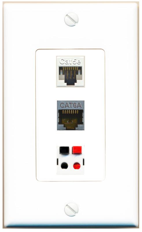 CAT5E CAT6A SPEAKER Wall Plate [White]