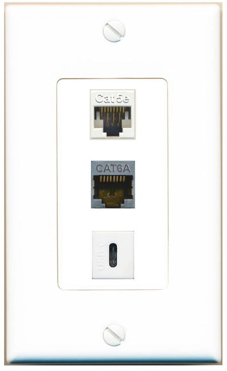 CAT5E CAT6A USBC Wall Plate [White]