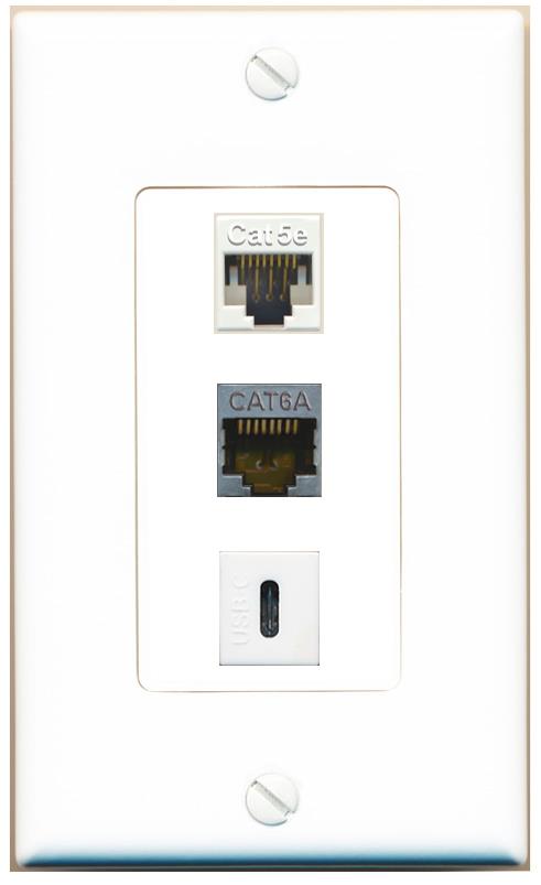 CAT5E CAT6A USBC Wall Plate [White]