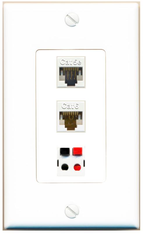 CAT5E CAT6 SPEAKER Wall Plate [White]