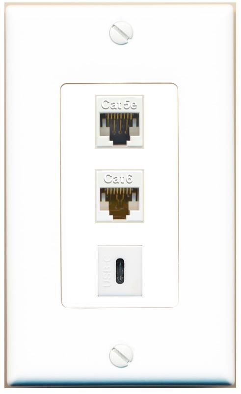CAT5E CAT6 USBC Wall Plate [White]