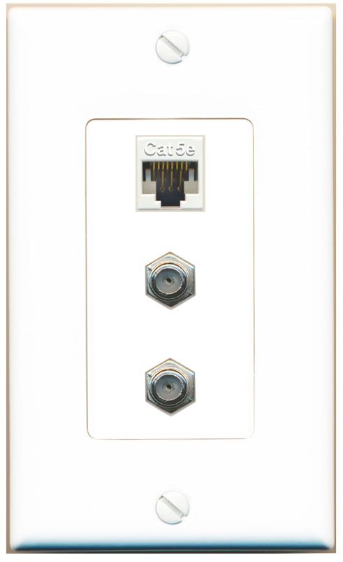 CAT5E 2 COAX Wall Plate [White]