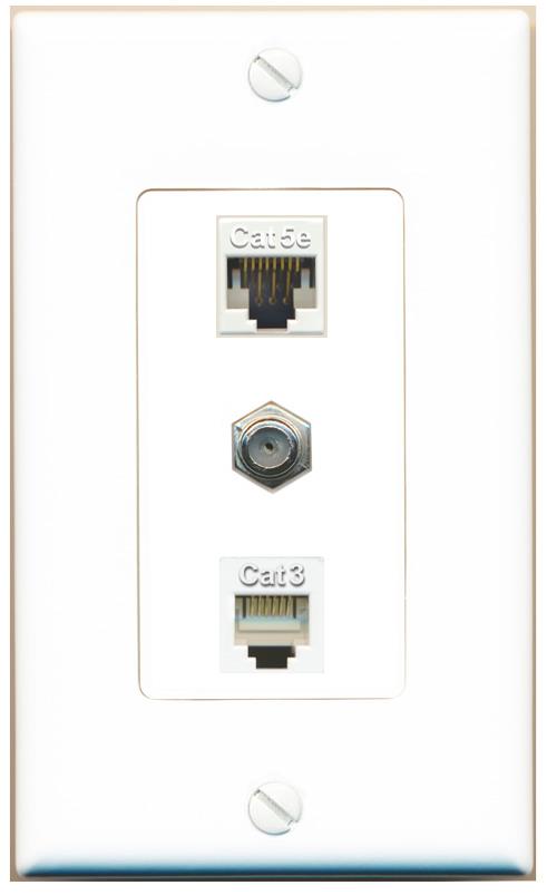 CAT5E COAX PHONE Wall Plate [White]