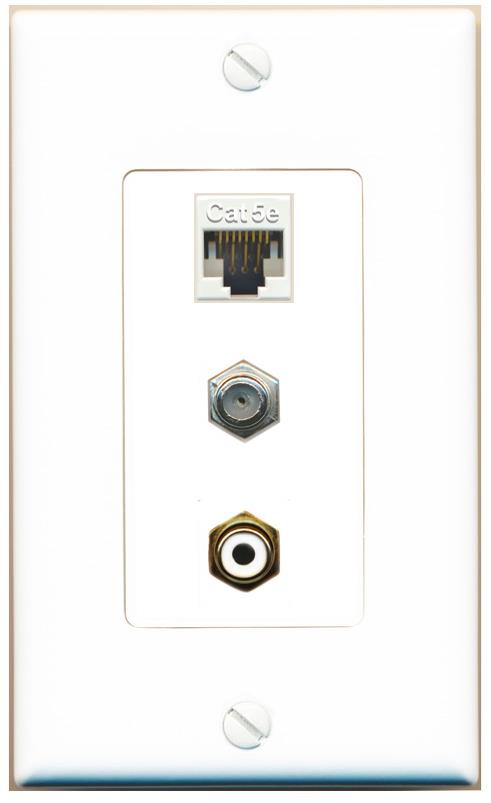 CAT5E COAX RCA-WHITE Wall Plate [White]