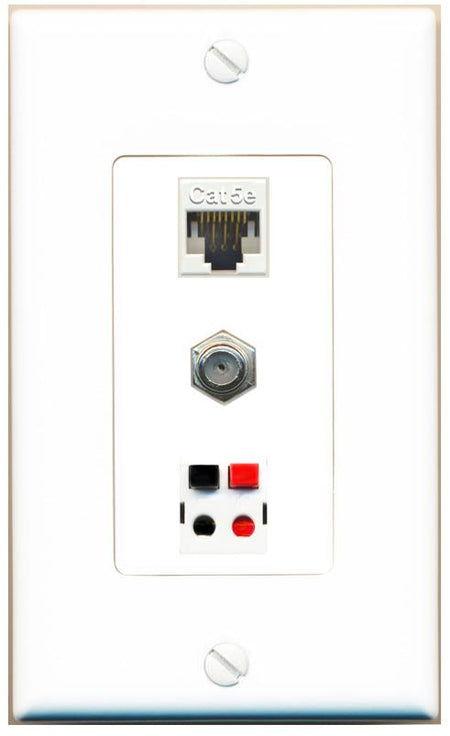CAT5E COAX SPEAKER Wall Plate [White]