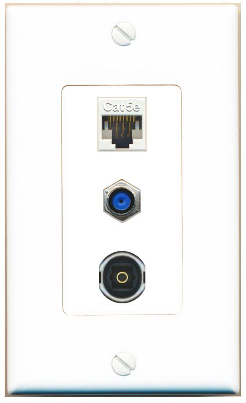 CAT5E F81 TOSLINK Wall Plate [White]