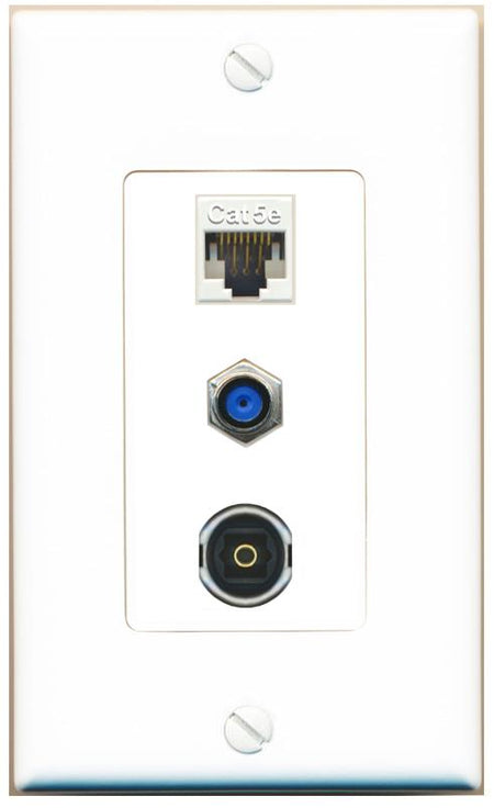 CAT5E F81 TOSLINK Wall Plate [White]