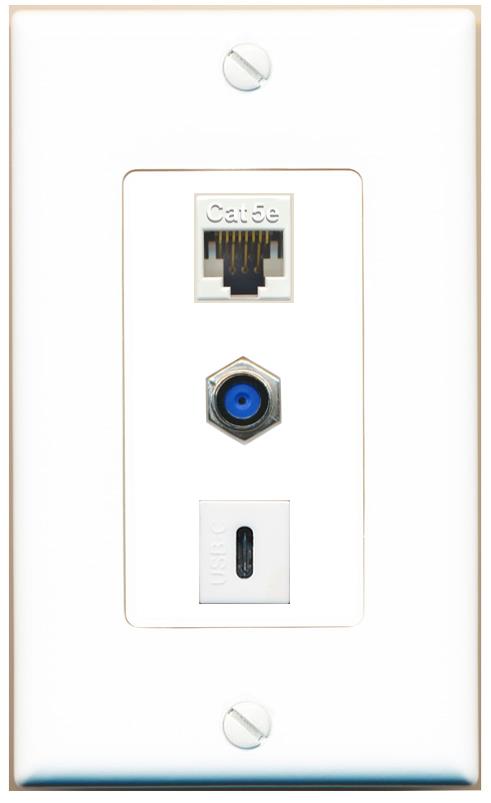 CAT5E F81 USBC Wall Plate [White]