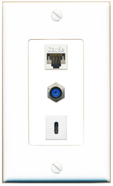 CAT5E F81 USBC Wall Plate [White]