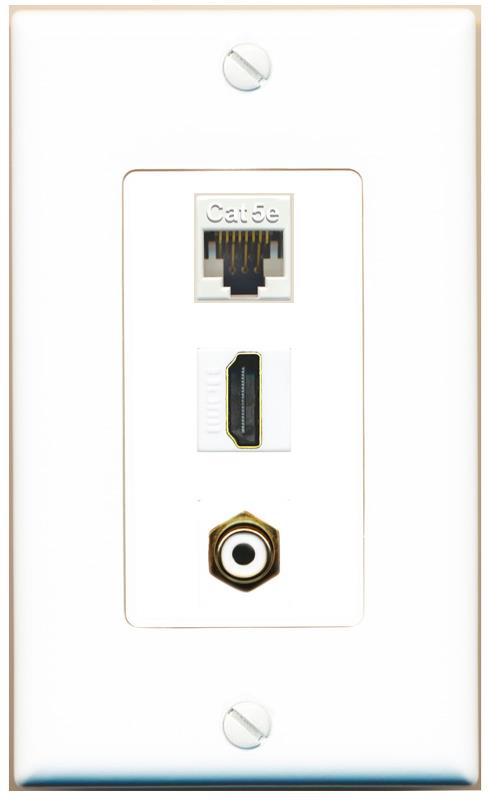 CAT5E HDMI RCA-WHITE Wall Plate [White]
