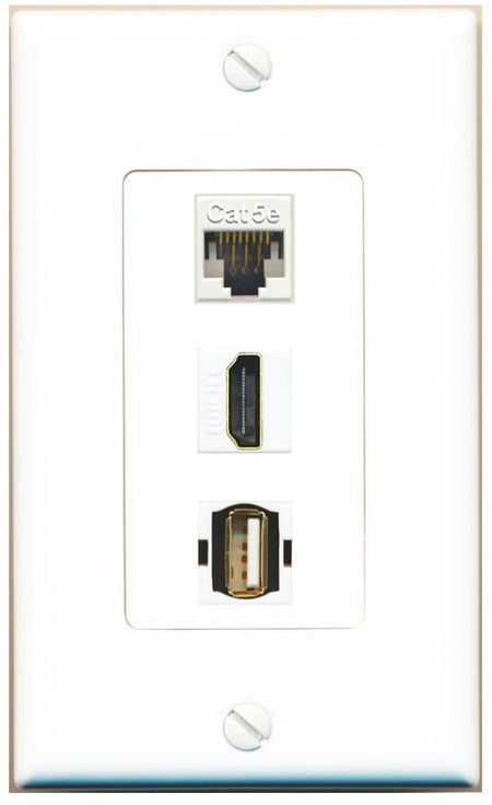 CAT5E HDMI USB2 Wall Plate [White]