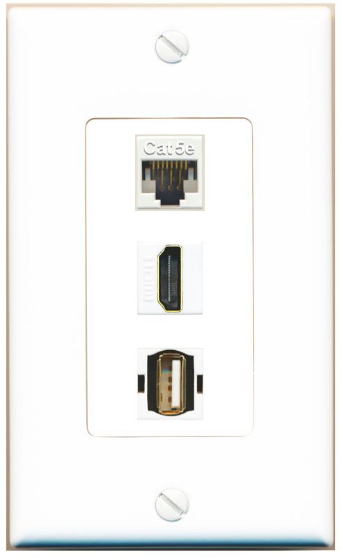 CAT5E HDMI USB2 Wall Plate [White]
