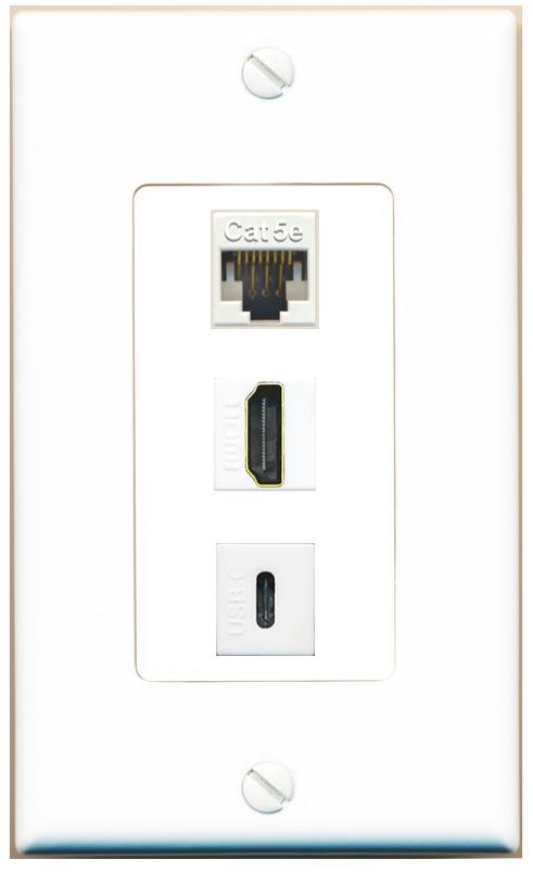 CAT5E HDMI USBC Wall Plate [White]