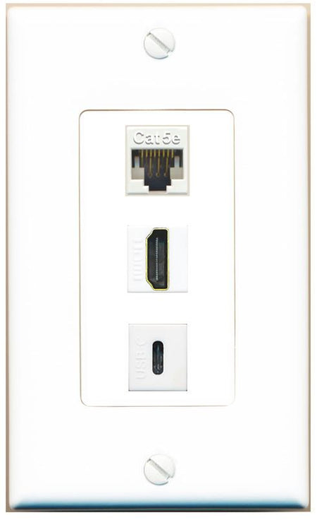 CAT5E HDMI USBC Wall Plate [White]
