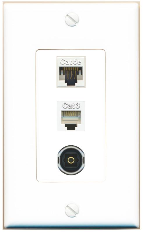 CAT5E PHONE TOSLINK Wall Plate [White]